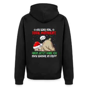Ich War Mal Total Motiviert Weihnachten Alpaka Lam - Unisex Premium Bio Zip Hoodie - Schwarz - Hinten - Nico (187cm)