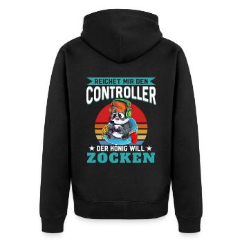 Reichet Mir Den Controller Ihr Narren Der König Wi - Unisex Premium Bio Zip Hoodie - Schwarz - Hinten - Nico (187cm)