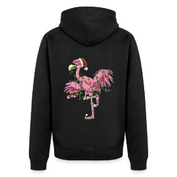Flamingo Weihnachtsbaum Christmas Pinke Weihnachte - Unisex Premium Bio Zip Hoodie - Schwarz - Hinten - Nico (187cm)