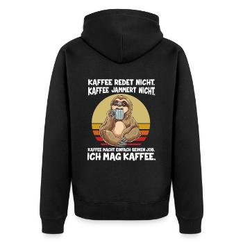 Kaffee Redet Nicht Kaffee Jammert Nicht Ich Mag Fa - Unisex Premium Bio Zip Hoodie - Schwarz - Hinten - Nico (187cm)