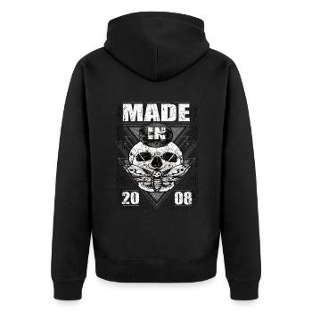 Made in 2008 Vintage Retro Limited Edition - Unisex Premium Organic Zip Hoodie - black - Back - Nico (187cm)