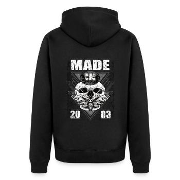 Made in 2003 Vintage Retro Limited Edition - Unisex Premium Organic Zip Hoodie - black - Back - Nico (187cm)