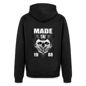 Fabriqué en 1988 Vintage Retro Limited Edition - Veste à capuche bio Premium Unisexe - noir - Dos - Nico (187cm)