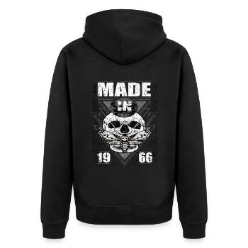 Made in 1966 Vintage Retro Limited Edition - Unisex Premium Bio Zip Hoodie - Schwarz - Hinten - Nico (187cm)