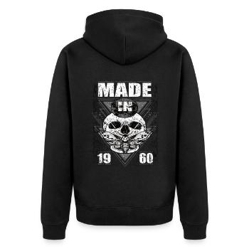Fabriqué en 1960 Vintage Retro Limited Edition - Veste à capuche bio Premium Unisexe - noir - Dos - Nico (187cm)