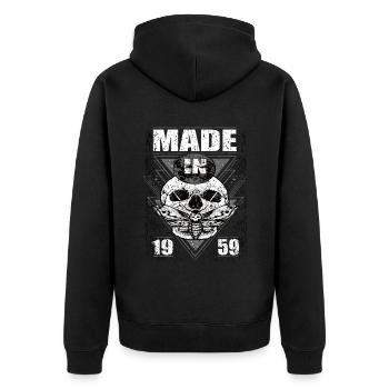 Fabriqué en 1959 Vintage Retro Limited Edition - Veste à capuche bio Premium Unisexe - noir - Dos - Nico (187cm)