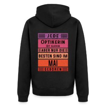 Optikerin Geburtstag Mai geboren Handwerker - Unisex Premium Bio Zip Hoodie - Schwarz - Hinten - Nico (187cm)
