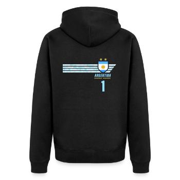 Argentine Albiceleste Supporter Maillot de Foot - Veste à capuche bio Premium Unisexe - noir - Dos - Nico (187cm)