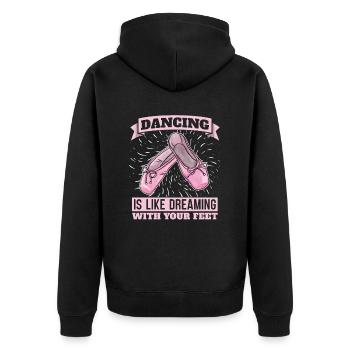 Tanzen Ist Wie Träumen Mit Den Füßen Ballerina - Unisex Premium Bio Zip Hoodie - Schwarz - Hinten - Nico (187cm)
