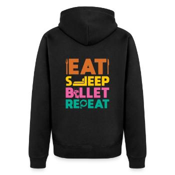 Essen Sie Schlaf-ballett Wiederholen Sie - Unisex Premium Bio Zip Hoodie - Schwarz - Hinten - Nico (187cm)