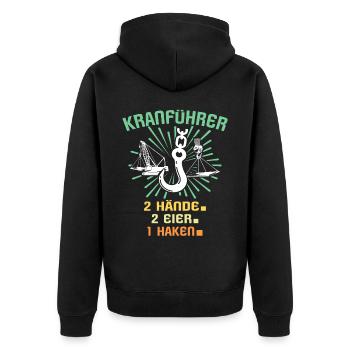 Kranführer Kran Kranfahrer - Unisex Premium Bio Zip Hoodie - Schwarz - Hinten - Nico (187cm)