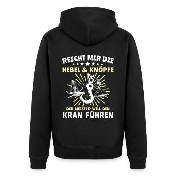 Kranführer Kran Kranfahrer - Unisex Premium Bio Zip Hoodie - Schwarz - Hinten - Nico (187cm)