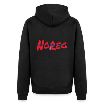 Norway Noreg Norwegen - Unisex Premium Bio Zip Hoodie - Schwarz - Hinten - Nico (187cm)