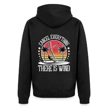 Windsurfen Windsurfer Windsurf - Unisex Premium Bio Zip Hoodie - Schwarz - Hinten - Nico (187cm)