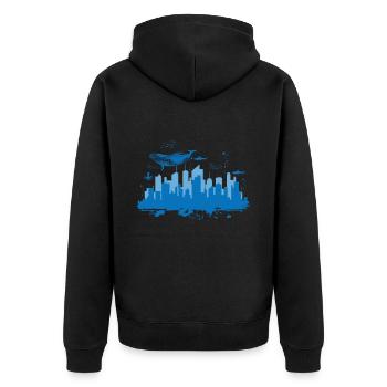 Skyline Underwater World avec Blue Whale City - Veste à capuche bio Premium Unisexe - noir - Dos - Nico (187cm)