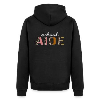 Schule Aide Leopard Print Lustiges Geschenk - Unisex Premium Bio Zip Hoodie - Schwarz - Hinten - Nico (187cm)