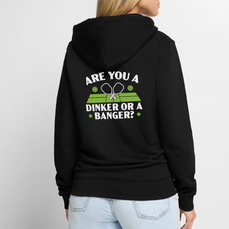 Bist du ein Dinker oder ein Banger Pickleball Spieler Unisex Premium Bio Zip Hoodie