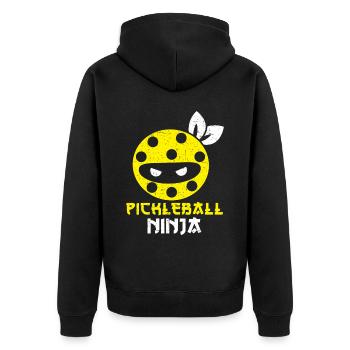 Pickleball Ninja Paddel Sport Pickleball Spieler - Unisex Premium Bio Zip Hoodie - Schwarz - Hinten - Nico (187cm)