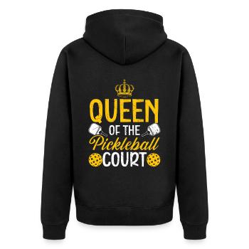 Reine du terrain de pickleball Pickleball Queen - Veste à capuche bio Premium Unisexe - noir - Dos - Nico (187cm)