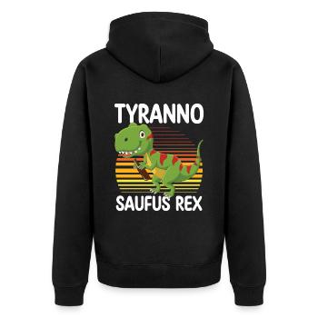 Tyranno Saufus Rex | Drôle de chemise de bière | Amusement - Veste à capuche bio Premium Unisexe - noir - Dos - Nico (187cm)