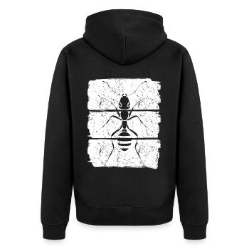 Ameisen Ameisenhaufen Ameise - Unisex Premium Bio Zip Hoodie - Schwarz - Hinten - Nico (187cm)
