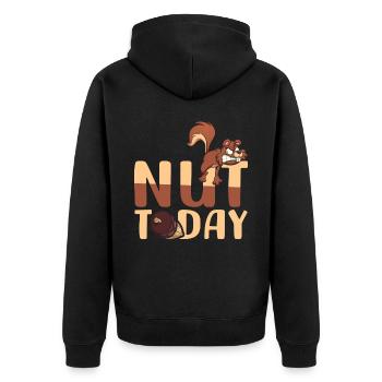 Nuss Heute | Eichhörnchen-witz | Lustiges - Unisex Premium Bio Zip Hoodie - Schwarz - Hinten - Nico (187cm)