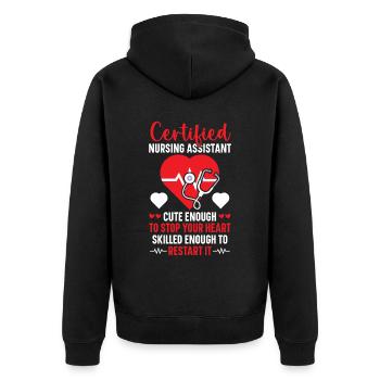 Certified Nursing Assistant Medical Hospital - Unisex Premium Organic Zip Hoodie - black - Back - Nico (187cm)