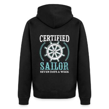 Marin certifié sept jours par semaine Capitaine de navire - Veste à capuche bio Premium Unisexe - noir - Dos - Nico (187cm)