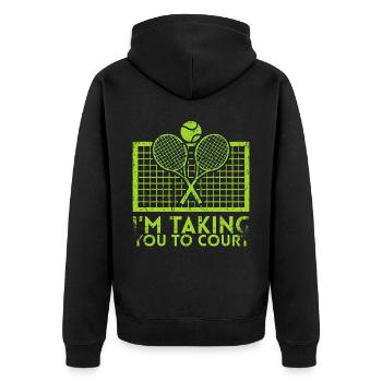 Ich Nehme Sie Zum Court Design Für Tennisfans - Unisex Premium Bio Zip Hoodie - Schwarz - Hinten - Nico (187cm)