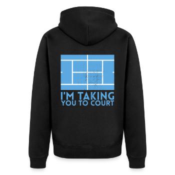 Ich Nehme Sie Zum Court Design Für Tennisfans - Unisex Premium Bio Zip Hoodie - Schwarz - Hinten - Nico (187cm)