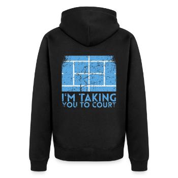 Ich Nehme Sie Zum Court Design Für Tennisfans - Unisex Premium Bio Zip Hoodie - Schwarz - Hinten - Nico (187cm)
