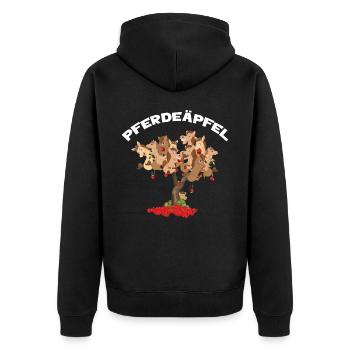 Pferdeäpfel mit Ponys am Baum, Pferde - Unisex Premium Bio Zip Hoodie - Schwarz - Hinten - Nico (187cm)
