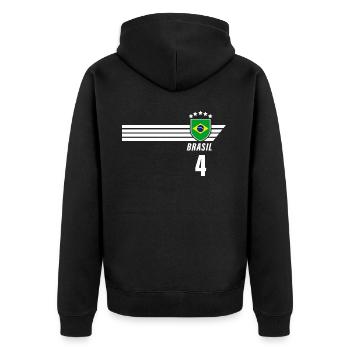 Brésil Maillot de fan de football brésilien Seleção - Veste à capuche bio Premium Unisexe - noir - Dos - Nico (187cm)
