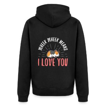 Wheek wheek signifie que je t’aime - Veste à capuche bio Premium Unisexe - noir - Dos - Nico (187cm)