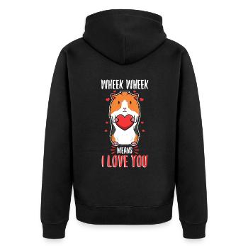 Wheek wheek signifie que je t’aime - Veste à capuche bio Premium Unisexe - noir - Dos - Nico (187cm)