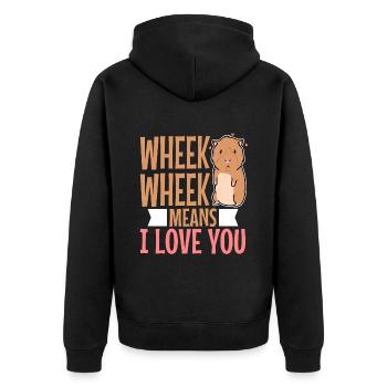 Wheek wheek signifie que je t’aime - Veste à capuche bio Premium Unisexe - noir - Dos - Nico (187cm)