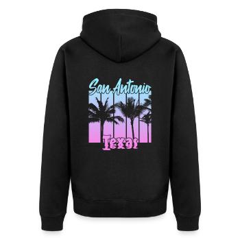 San Antonio Texas - Unisex Premium Organic Zip Hoodie - black - Back - Nico (187cm)