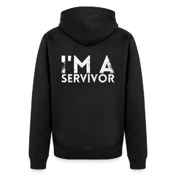 Ich Bin Ein Servivor-design Für Tennisfans - Unisex Premium Bio Zip Hoodie - Schwarz - Hinten - Nico (187cm)