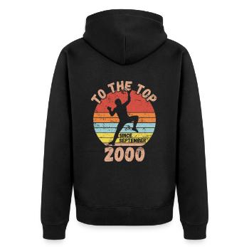 Birthday Climbing Bouldering since September 2000 - Unisex Premium Organic Zip Hoodie - black - Back - Nico (187cm)