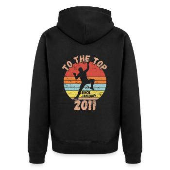 Geburtstag Klettern Bouldern seit Januar 2011 - Unisex Premium Bio Zip Hoodie - Schwarz - Hinten - Nico (187cm)