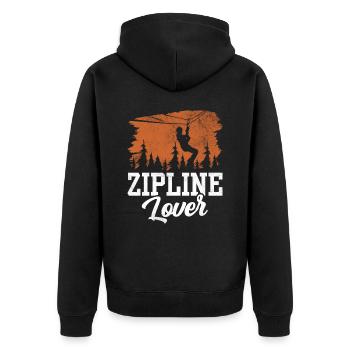 Zipline-Liebhaber Zipline Seilrutsche Ziplining - Unisex Premium Bio Zip Hoodie - Schwarz - Hinten - Nico (187cm)