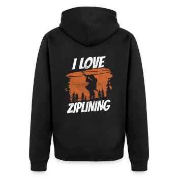 Ich Liebe Ziplining Sport Zipline Seilrutsche - Unisex Premium Bio Zip Hoodie - Schwarz - Hinten - Nico (187cm)