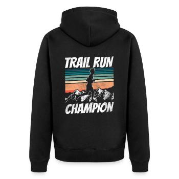 Trail Run Champion Runner Running Traillauf - Veste à capuche bio Premium Unisexe - noir - Dos - Nico (187cm)
