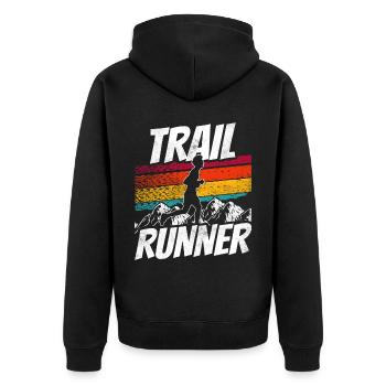 Trail Runner Trail Run Running Race - Unisex Premium Organic Zip Hoodie - black - Back - Nico (187cm)