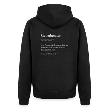 Steuerberater I Examen Finanzen Steuern Motiv für - Unisex Premium Bio Zip Hoodie - Schwarz - Hinten - Nico (187cm)