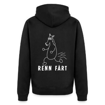 Pferd Färt Rennpferd Reiterin Reitsport - Unisex Premium Bio Zip Hoodie - Schwarz - Hinten - Nico (187cm)