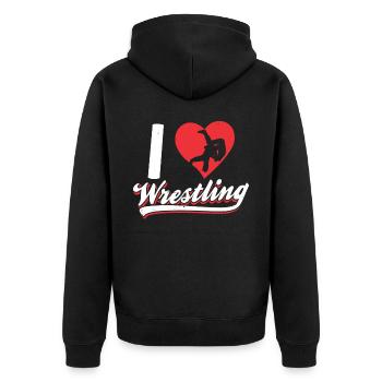 Ich Liebe Wrestling Ringen Ringer Ringkampf - Unisex Premium Bio Zip Hoodie - Schwarz - Hinten - Nico (187cm)