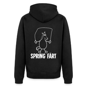 Pferd Färt Reiten Springpferd Reitsport - Unisex Premium Bio Zip Hoodie - Schwarz - Hinten - Nico (187cm)