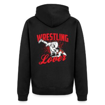 Wrestling Liebhaber Ringer Ringen Ringkampf - Unisex Premium Bio Zip Hoodie - Schwarz - Hinten - Nico (187cm)