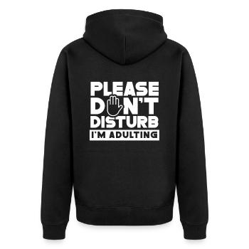Bitte Nicht Stören Ich Werde Erwachsen Geburtstag - Unisex Premium Bio Zip Hoodie - Schwarz - Hinten - Nico (187cm)